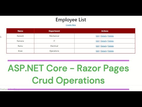ASP.NET Core CRUD Operations || Razor Pages