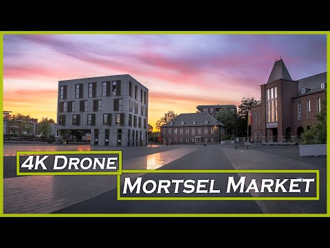 4K Drone video of weekly Market in Mortsel, Antwerp Belgium