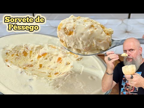O SORVETE DE PÊSSEGO MAIS FÁCIL QUE VOCÊ VAI FAZER!