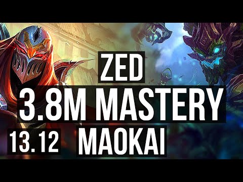 ZED vs MAOKAI (JNG) | 3.8M mastery, 22/2/9, Legendary, 8 solo kills, 600+ games | NA Master | 13.12