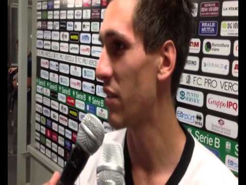 Pro Vercelli- Catania: Niccolò Belloni in mixed zone