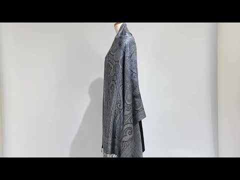 シルクストール/大判/ペイズリー/ブラックシルバー|ストール専門 シルクストール/大判/ペイズリー/ブラックシルバー|ストール専門