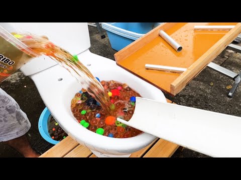 Experiment ☆ Marble Run + Coca-Cola & Fanta in the toilet