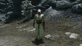 Skyrim Special Edition Assassins Creed Armor Mod - Altair Black And White Robes Showcase