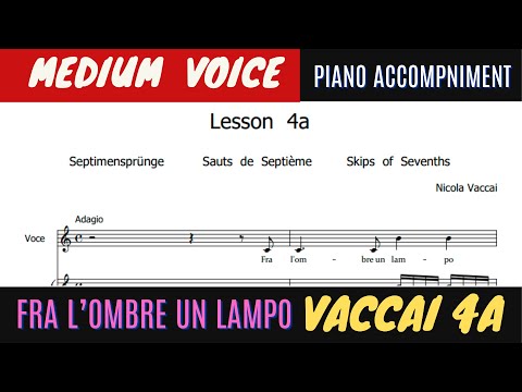 Vaccai - lesson nr 4 - Fra l'ombre un lampo solo - medium voice