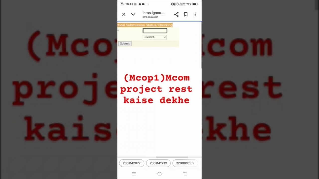 Mcop1 Mcom project result kaise dekhe #Mcop1 #mcom #ignou #project