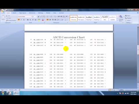 MS Word ASCII Conversion Chart Creator Software
