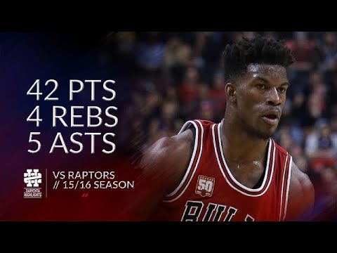 Jimmy Butler 42 pts 4 rebs 5 asts vs Raptors 15/16 season
