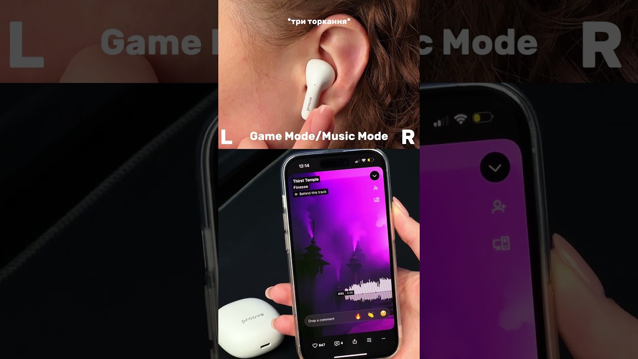 Бездротові навушники Proove Logic TWS (APP) white video preview