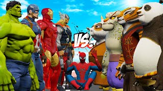 THE AVENGERS vs TEAM KUNGFU PANDA TO ''SAVE'' SPIDER-MAN - EPIC SUPERHEROES WAR