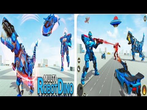 Red Police Dino Robot Car: Multi Car Robot Bike Transformation Game 2021 - Android Gameplay