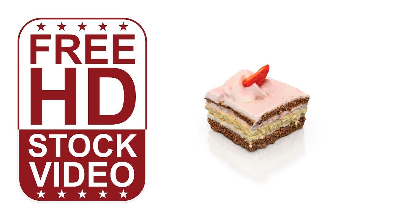 Free Stock Videos – strawberry cake on white background spinning around slowly 360 degree