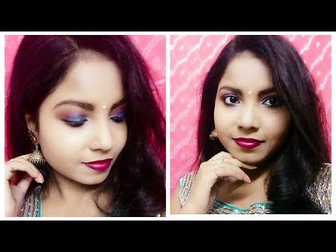 WEDDING guest MAKEUP with PEACOCK EYE MAKEUP and BROWN LIP COLOUR | Stylopedia Video