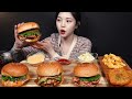 SUB Bacon Cheeseburger Shrimp Burger Double Patty Burger With Hash Brown Cheese Fries Mukbang ASMR