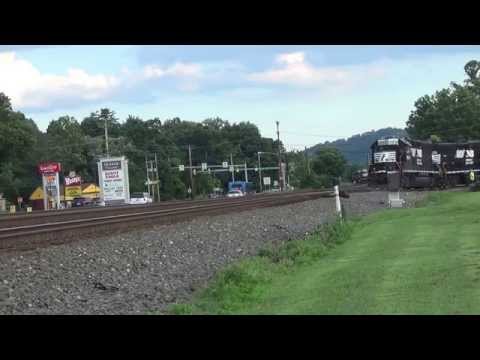 Radio controlled crew moves NS #5816 & 5660 off Leetsdale PA industrial siding 00056