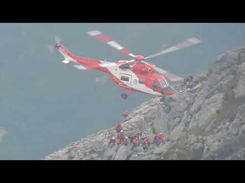 High Tatras. Helicopter rescue seen from Swinica Peak.