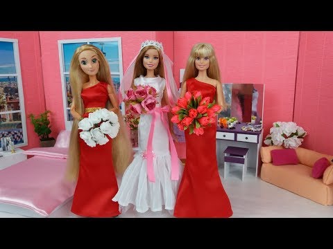 Barbie Bedroom Bathroom Morning Routine❤️ Wedding Day Dress Up👗.Rapunzel doll and Barbie Sisters. Video