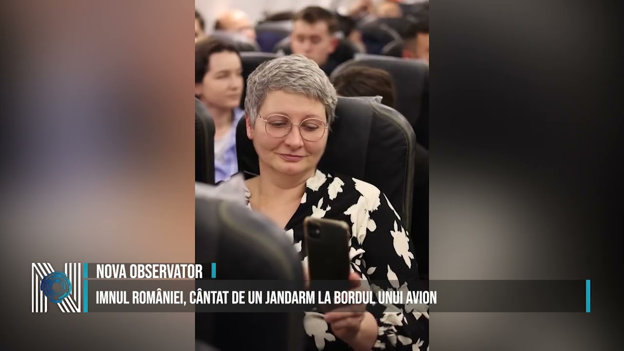 Imnul României, cântat de un jandarm la bordul unui avion