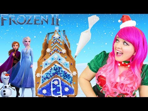 Decorating Frozen 2 Gingerbread Ice Castle | DIY Holiday Cookie House Kit | KiMMi THE CLOWN