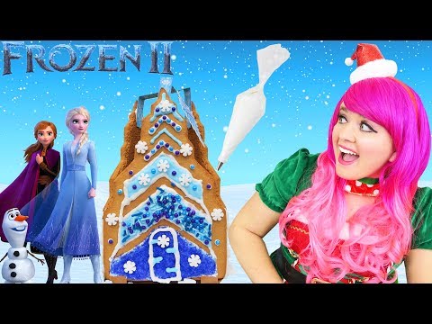 Decorating Frozen 2 Gingerbread Ice Castle | DIY Holiday Cookie House Kit | KiMMi THE CLOWN Video