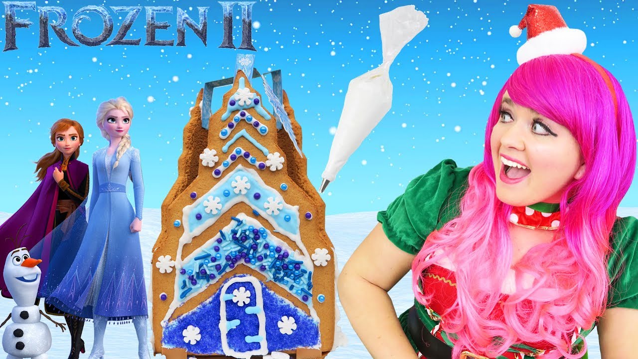 Decorating Frozen 2 Gingerbread Ice Castle | DIY Holiday Cookie House Kit | KiMMi THE CLOWN
