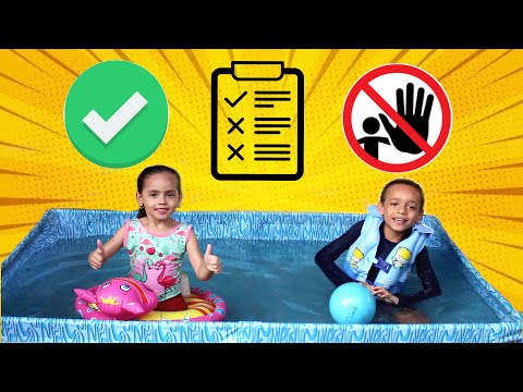 REGRAS DE CONDUTA PARA CRIANÇAS NA PISCINA! Ceci e Davi learn rules of conduct for children in pool