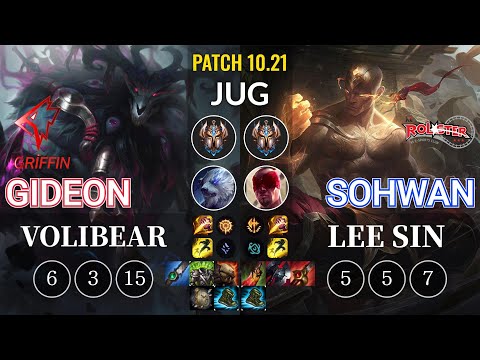 GRF GIDEON Volibear vs KT SoHwan Lee Sin Jungle - KR Patch 10.21