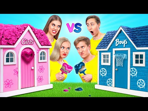 One Colored House Challenge | Boys vs Girls by Multi DO Smile