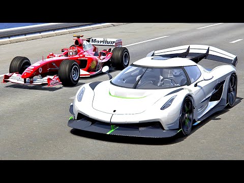 Koenigsegg Jesko vs Ferrari F1 2004 - Drag Race 2KM
