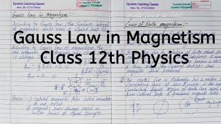 Gauss Law in Magnetism, Chapter 5, Magnetism and Matter, Class 12 Physics