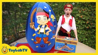 GIANT EGG SURPRISE OPENING Jake and the Neverland Toys & Animal Planet Sharks Kids Video