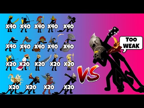 All stick figures from weakest to strongest vs super final boss and giant leader - stick war legacy