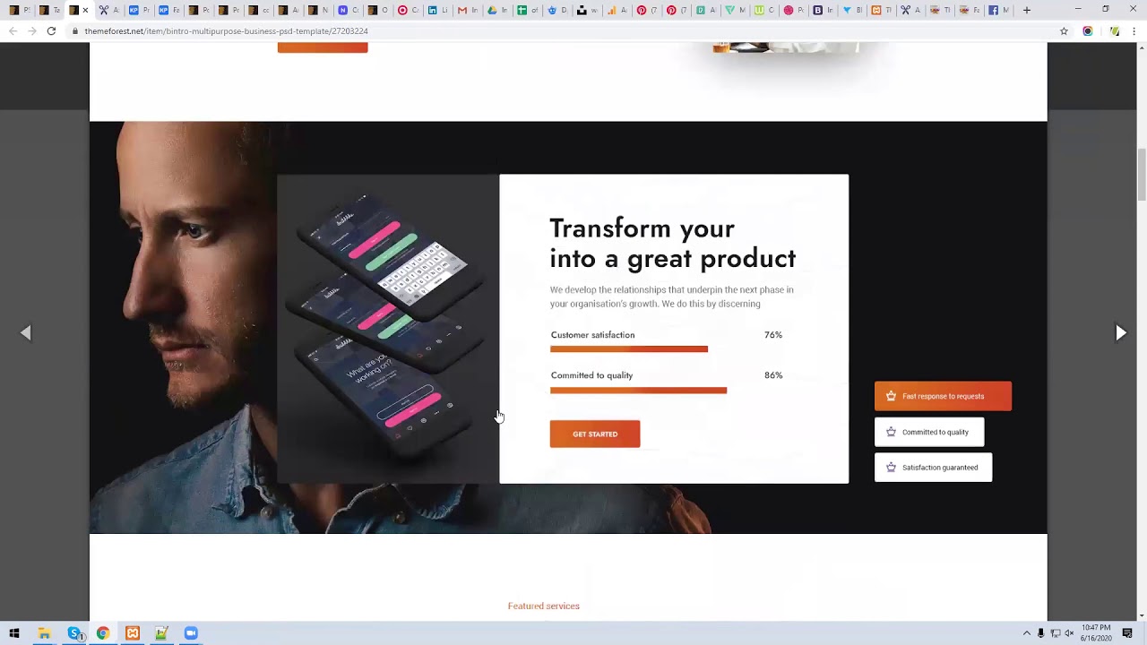 UI/UX Web template design in PSD (Online Class 1/8)