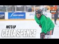 Celia Spence Mic'd up before Hockey Day Minnesota