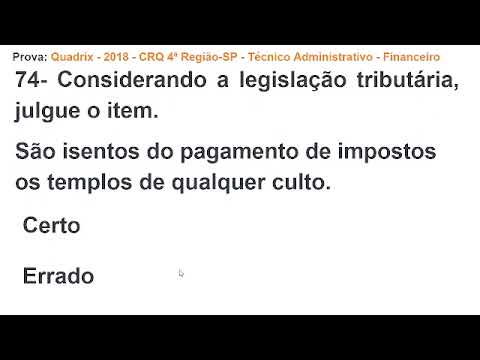 812- DIREITO TRIBUTÁRIO - Prova: Quadrix 2018 - CRQ 4ª Região-SP Técnico Administrativo - Financeiro