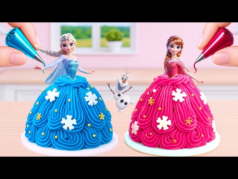 👑 Disney Elsa & Anna Princess ❄️ Cake Miniature Frozen Disney Princess Cake Decorating ✨ Tiny Tammy