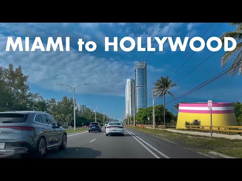 Driving Scenic A1A Miami Beach To Hollywood, Florida