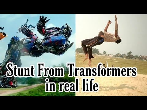 Stunts From Transformers in Real life  Hollywood movie (parkour, Flips and Tricks)