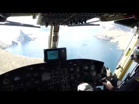 Takeoff from Vagar Airport in an Atlantic Airways helicopter