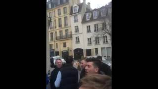 Man City fans with a new version of &quot;Don&#39;t Take Me Home&quot;, in Paris yesterday.