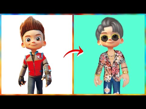 Ryder Paw Patrol Glow Up Into Rich Kid -Paw patrol Glowup Transformation - Glowup Tiktok Cartoon Art