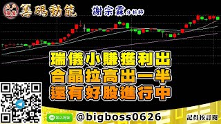【大戶羅盤籌碼動能】 #謝宗霖1202，瑞儀小賺獲利出 合晶拉高出一半 還有好股進行中 (圖)