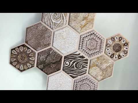 3Д панель для стен пластиковая Соты Камень Узоры 280*300*5мм самоклейка шестиугольник орнамент (СПП-507) - фото 1 - id-p2133856787