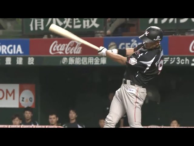 【1回表】鮮やかにセンター前へ マリーンズ・福浦が流石のバットさばき 2015/8/22 L-M