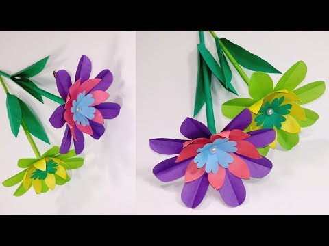 How to Make Easy Making Paper Stick Flower at Home | Paper Flowers | Jarine's Crafty Creation Video