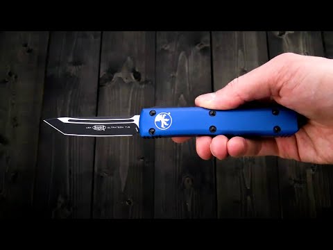 Microtech Ultratech T/E Black M390 Tanto Blue OTF Automatic Knife For Sale
