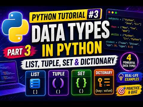 Python Tutorial Lesson 4 2 Data Types In Pythonpart 2 Tuple Dictionary Listhindi