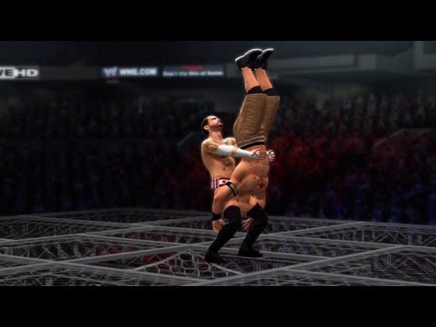WWE '13 - CM Punk Piledriver On John Cena Through Top of the Cell