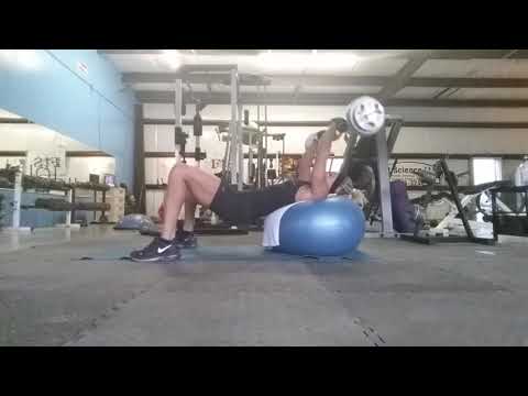 Swiss Ball Incline EZ Bar Tricep Extension