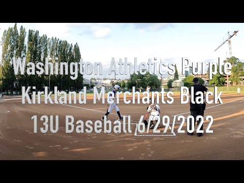 Washington Athletics Purple - Kirkland Merchants Black (6/29/2022) Baseball 13U